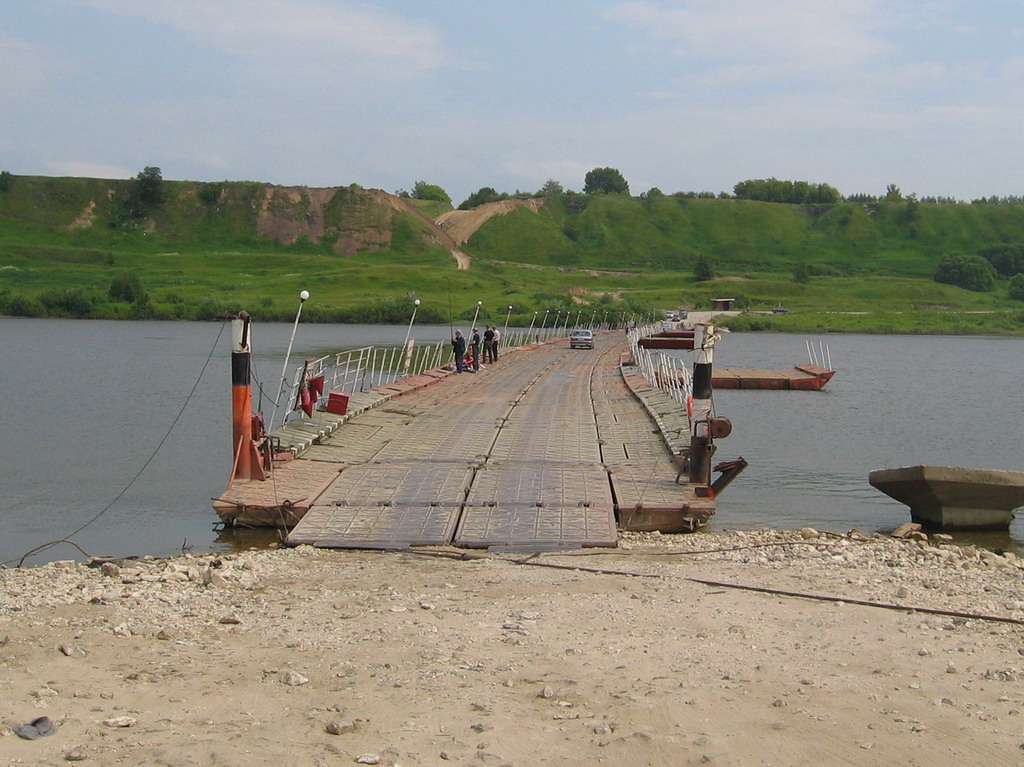 Наплавной мост Фатьяновка. Река Ока