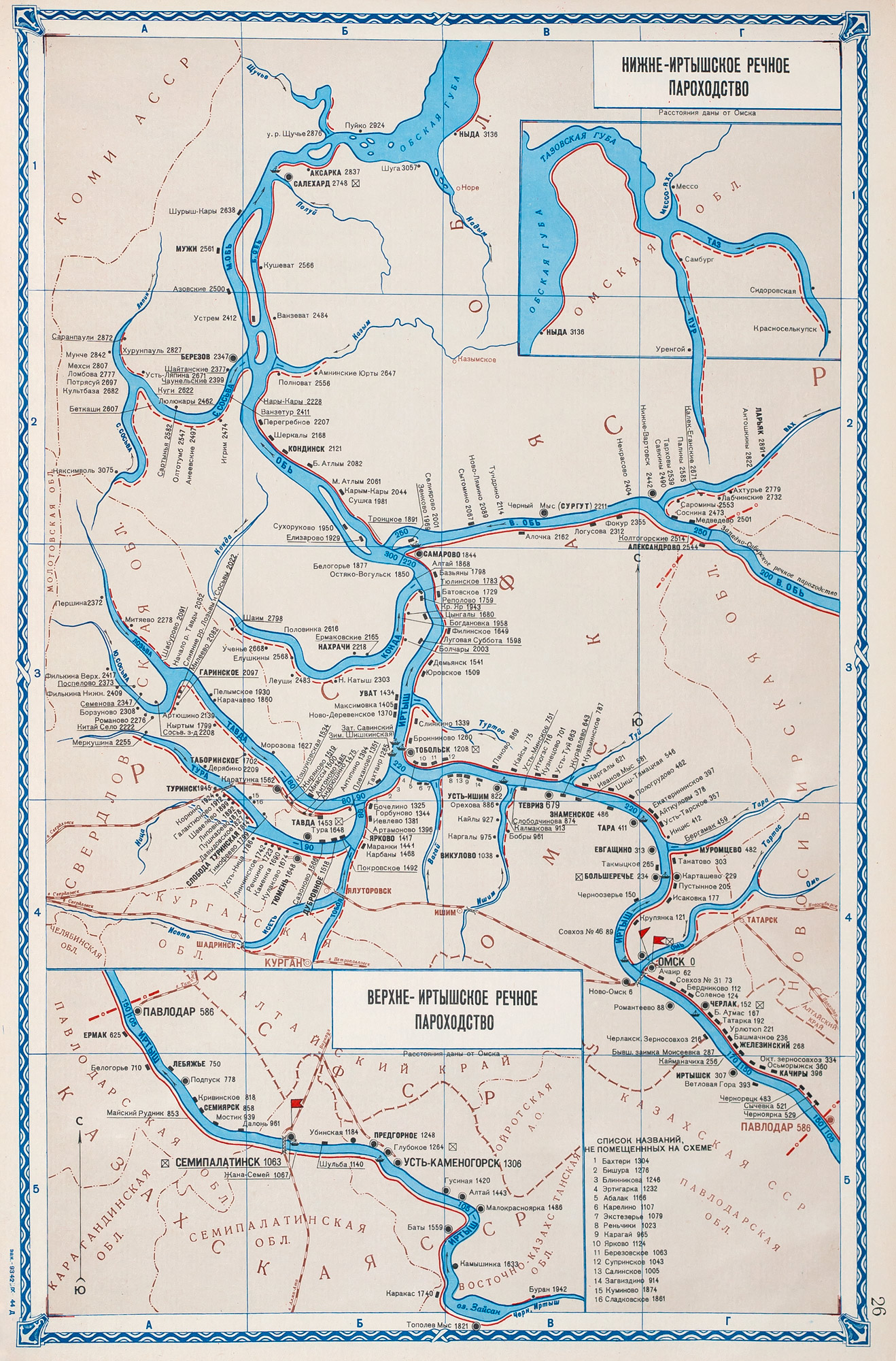 Карта водных путей Обь Иртышского бассейна