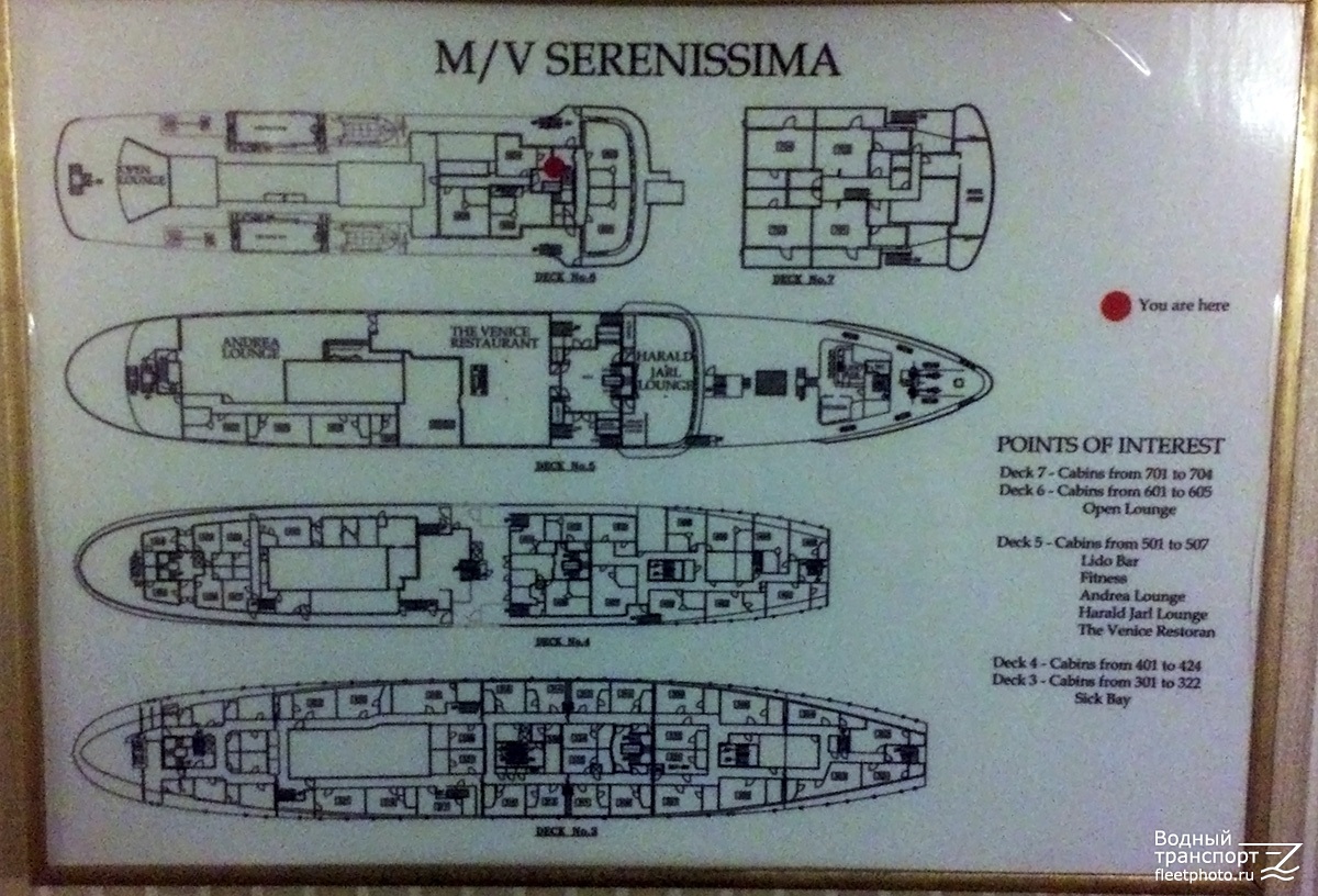 Serenissima. Планы, схемы, таблицы с судов