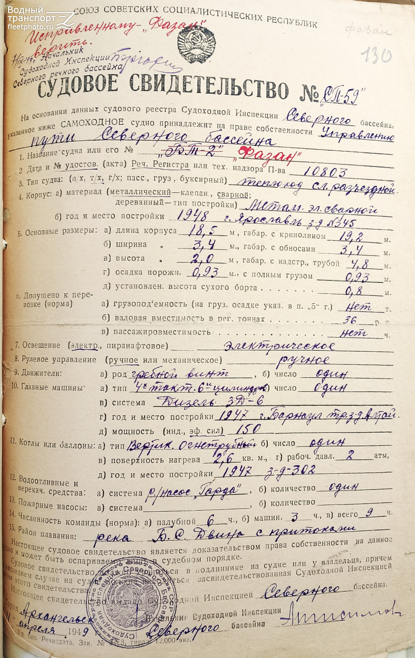 Фазан. Судовые документы