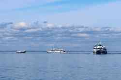 Северный Афон (Тип ОМ, проект 780, 780-03, 780-03-1570, Санкт-Петербург); Валаам (Тип ОМ, проект 780, 780-03, 780-03-1570, Санкт-Петербург); Патриарх Алексий II (Тип Метеор, проект 342Э, Санкт-Петербург); Водные пути — Северо-Западный речной бассейн — Волго-Балтийский водный путь — Ладожское озеро